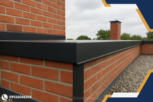 ورق فلزی لبه دیوار روی نمای آجری با خم استاندارد برای هدایت آب